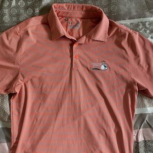 Men’s Under Armour Heatgear Large Orange Striped Golf Polo